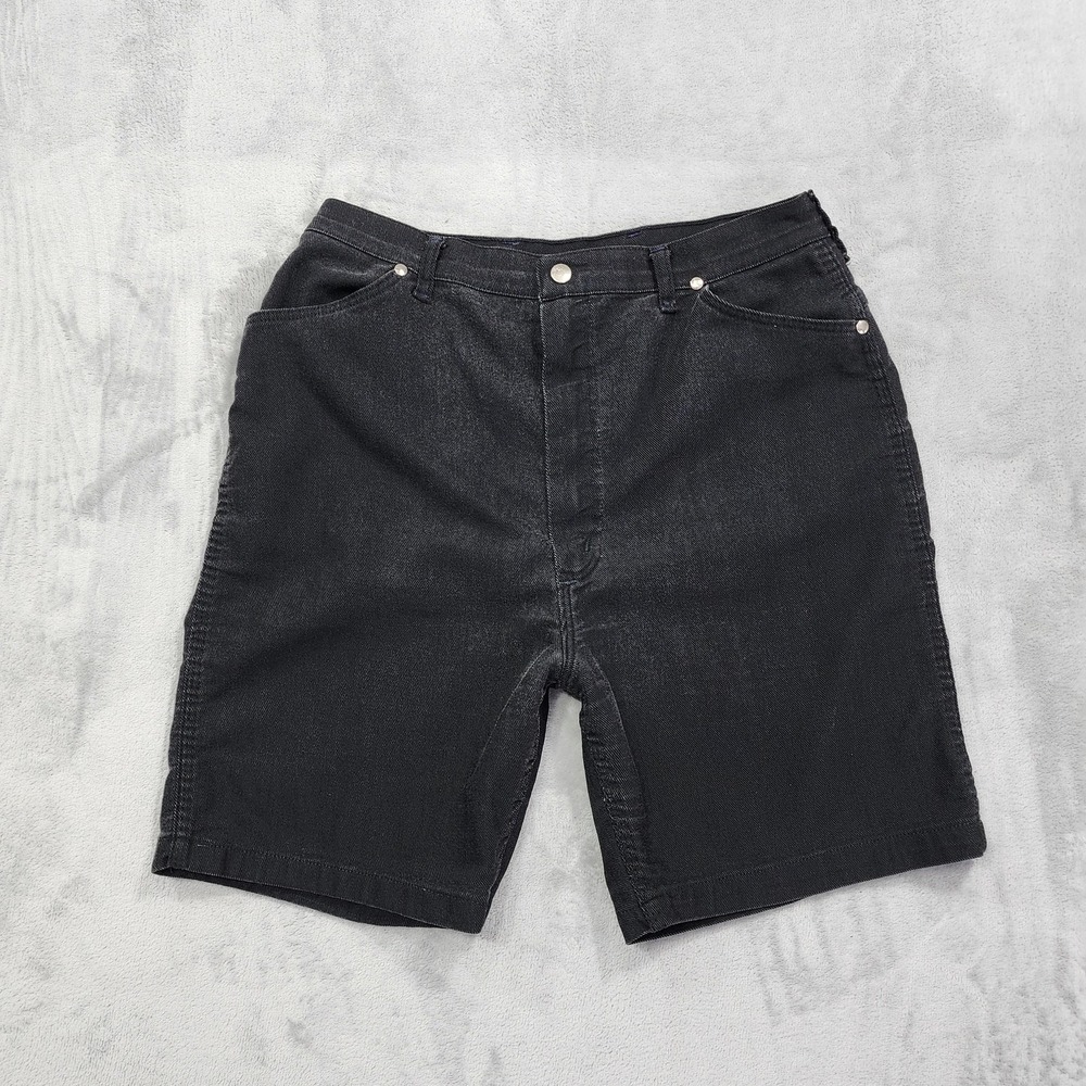 Vintage Wrangler Shorts Womens 29 Black High Rise Bermuda Cut Off Hemmed Denim